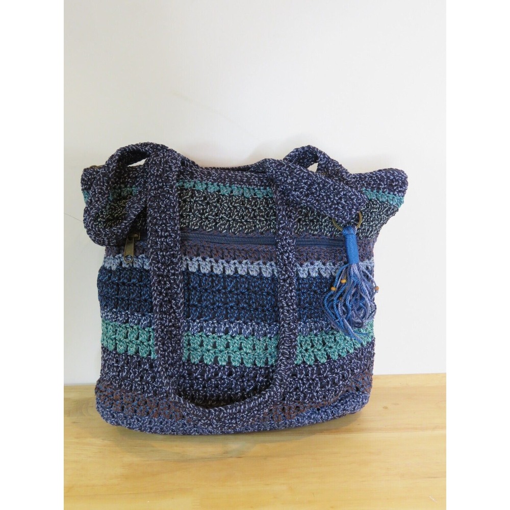 The Sak Casual Classic Styles Crochet Woven Dune Stripe Shoulder Bag Handbag - Picture 2 of 7